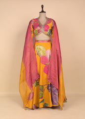 Yellow Moroccan Silk Lehenga Set