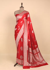 Red Crepe Silk Banarasi Saree