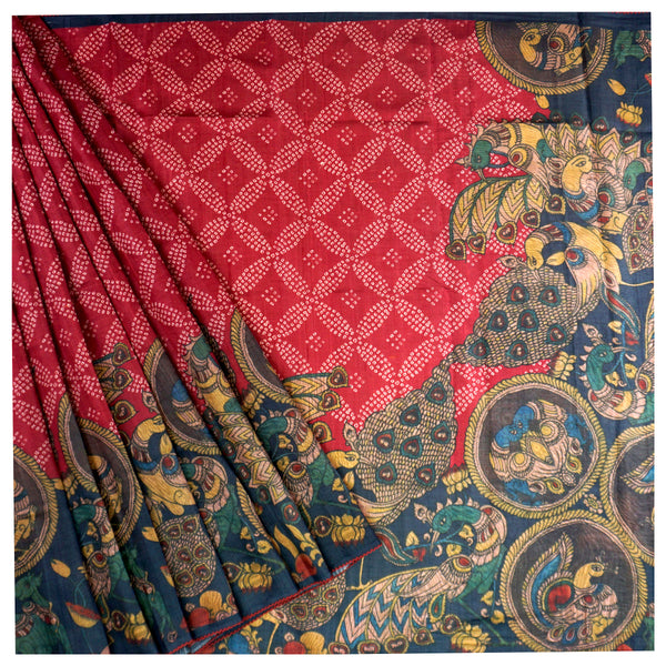Multicoloured Tussar Printed Saree