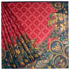 Multicoloured Tussar Printed Saree