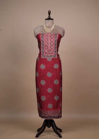 Red Tussar Dress Material