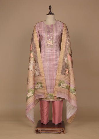 Pink Tussar Straight Set