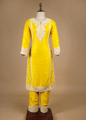 Yellow Chanderi Silk Straight Set