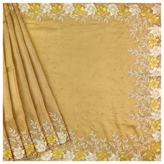 Gold Organza Embroidered Saree