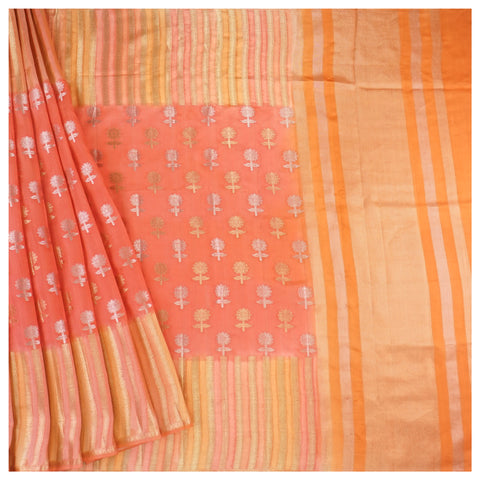 Peach Chiniya Silk Banarasi Saree