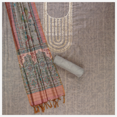 Grey Tussar Cotton Dress Material