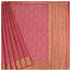 Pink Tussar Printed Saree