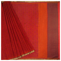 Red Crepe Printed Saree