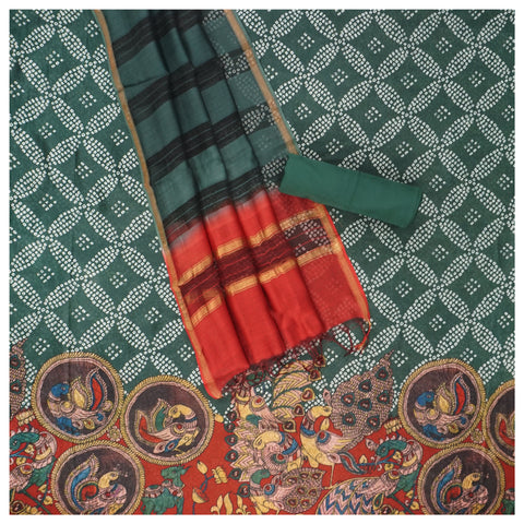 Green Chanderi Dress Material