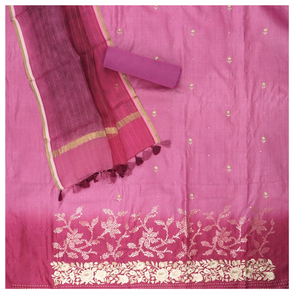 Pink Tussar Dress Material