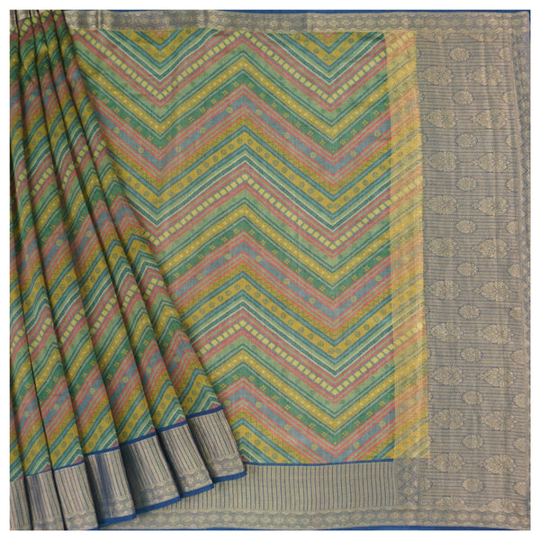 Multicoloured Tussar Printed Saree