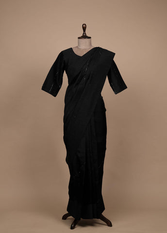 Black Organza Embroidered Saree