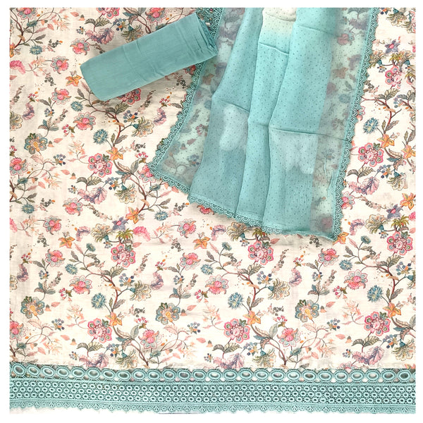 Cream Linen Cotton Dress Material