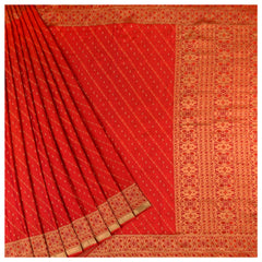 Red Crepe Silk Kanjeevaram Saree