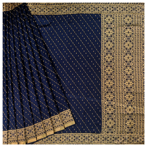 Blue Crepe Silk Kanjeevaram Saree