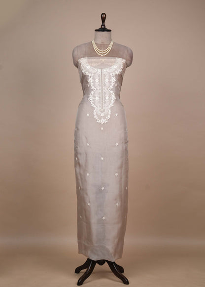 Grey Organza Dress Material