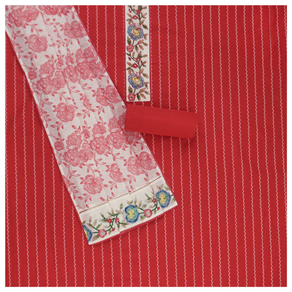 Red Cotton Dress Material