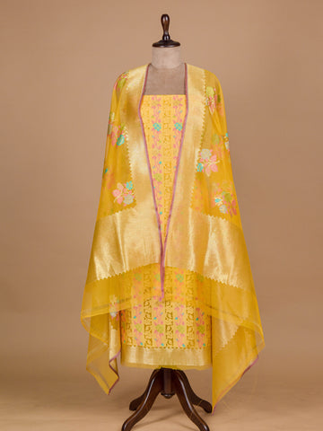 Yellow Net Dress Material