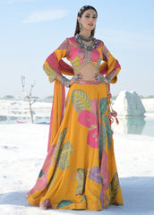 Yellow Moroccan Silk Lehenga Set