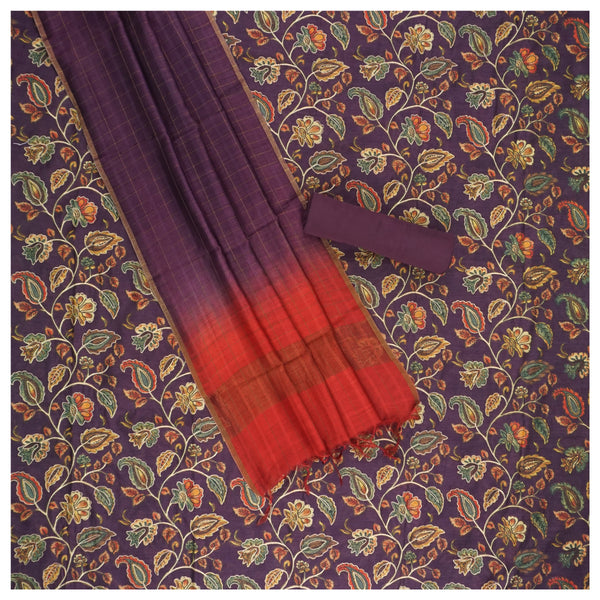 Purple Tussar Dress Material