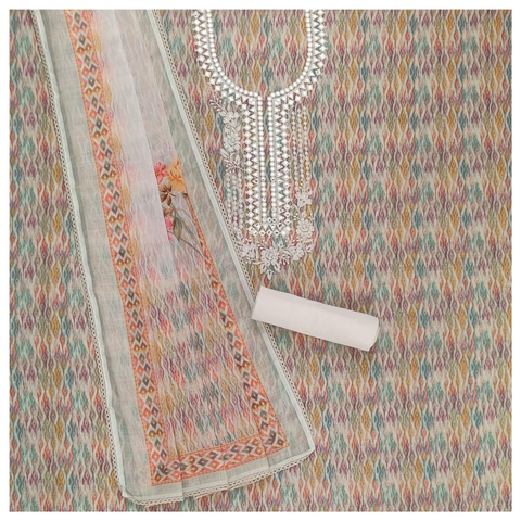 Multicoloured Muslin Cotton Dress Material