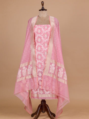 Pink Handloom Cotton Dress Material