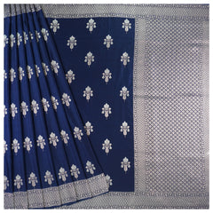 Blue Mushroo Silk Banarasi Saree