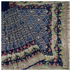 Blue Gajji Silk Bandhani Saree