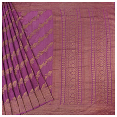 Purple Crepe Banarasi Saree