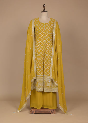 Yellow Georgette Straight Set