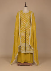 Yellow Georgette Straight Set