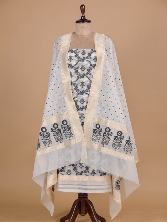 Cream Handwoven Cotton Dress Material | Greenways Delhi