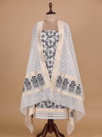 Cream Handloom Cotton Dress Material