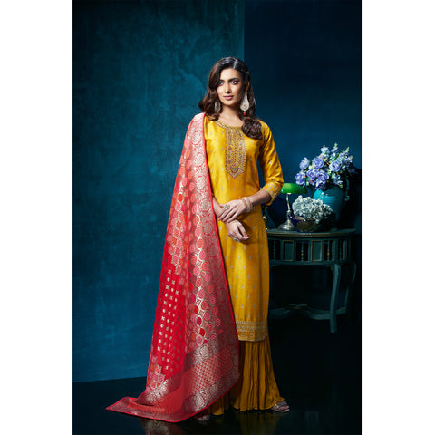 Yellow Cotton Silk Sharara