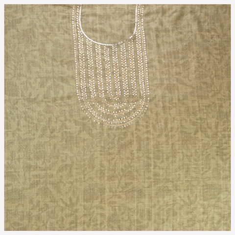 Beige Tussar Cotton Dress Material