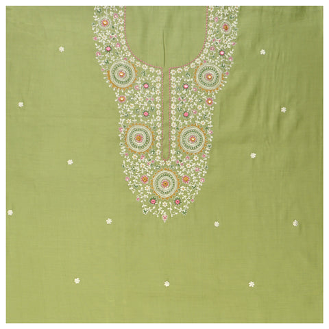 Green Chanderi Dress Material