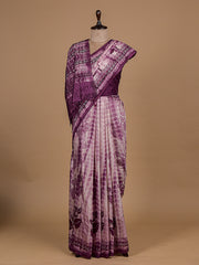 Pink Cotton Tussar Printed Saree