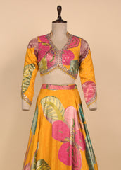 Yellow Moroccan Silk Lehenga Set