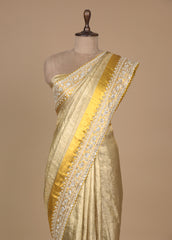 Gold Tissue Embroidered Saree