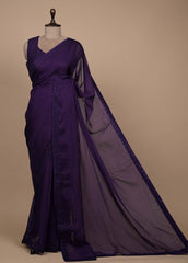 Purple Organza Embroidered Saree