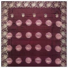 Wine Art Tussar Embroidered Saree