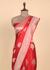 Red Crepe Silk Banarasi Saree