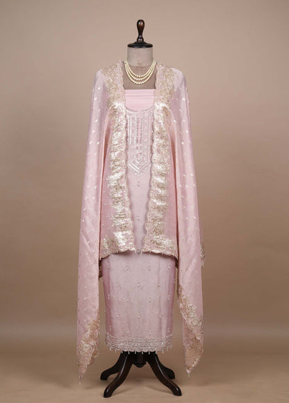 Pink Tissue Georgette Dress Material