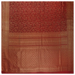 Red Crepe Banarasi Saree