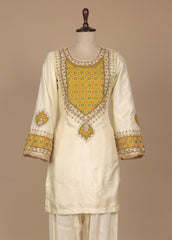 Cream Cotton Silk Straight Set