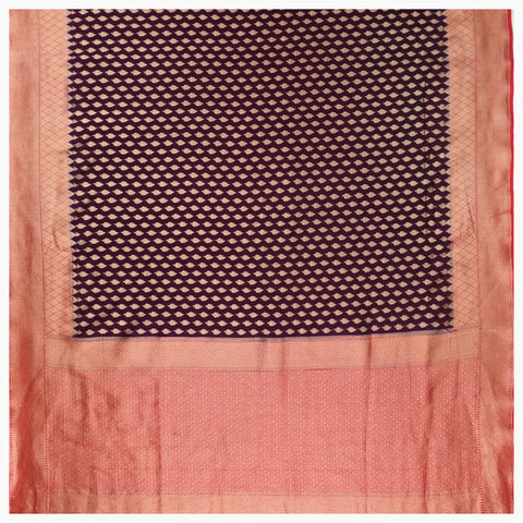 Wine Chanderi Cotton Banarasi Saree