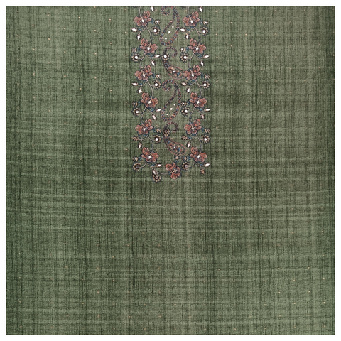 Green Tussar Cotton Dress Material