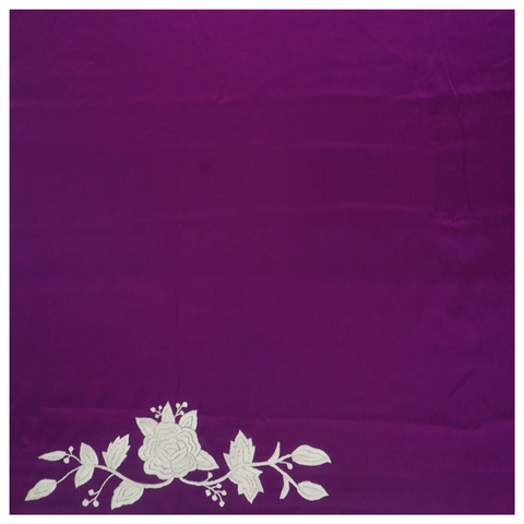 Purple Satin Crepe Embroidered Saree