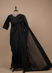 Black Organza Embroidered Saree