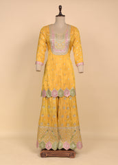 Yellow Tissue Sharara Set